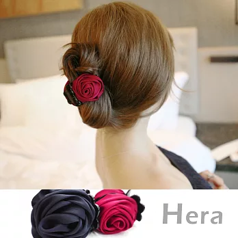 【Hera】赫拉 軟布雙面玫瑰花馬尾香蕉夾/抓夾(二色任選)藍色