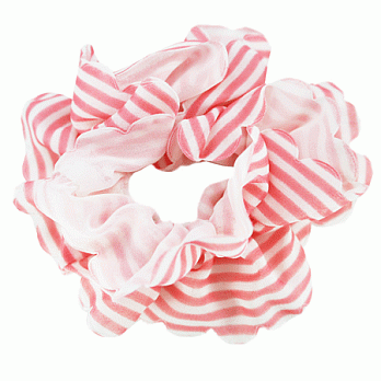 【PinkyPinky Boutique】甜美條紋雪紡大腸圈髮束(粉紅色)