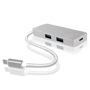 K-Line USB3.1 Type-c to USB3.0 可充電 2 port HUB集線器(銀)