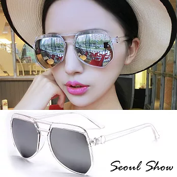 Seoul Show 復古眉框螞蟻太陽眼鏡 9716透明框白水銀