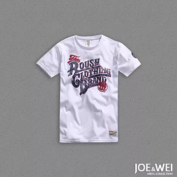 【JOE & WEI】美式浮印字體短TEE(3色)-M-XL　XL白