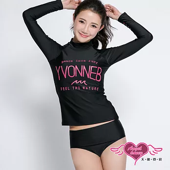【天使霓裳】泳衣 質麗邃黑 長袖防曬兩件式泳裝M黑色