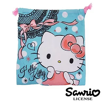 【日本進口正版】三麗鷗 Hello Kitty 束口袋/收納袋 SANRIO -粉綠款