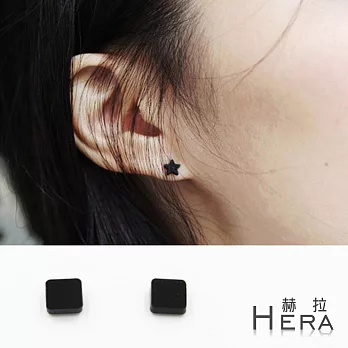 【Hera】赫拉 黑色吸磁造型耳環/耳貼一對入-5款(正方形)