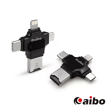 aibo 四合一OTG讀卡機(USB/Micro USB/Type-C/8pin)黑色