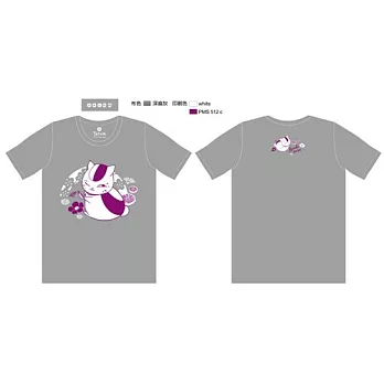 夏目友人帳-潮流T-shirt(樹葉)(貓)M灰色