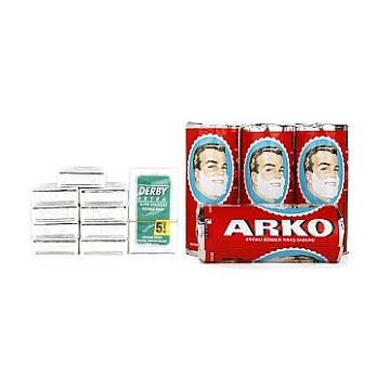 Derby刮鬍刀片【10盒組】加Arko刮鬍皂條【4入】