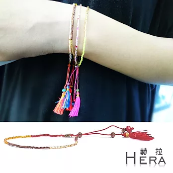 【Hera】赫拉 日本進口米珠極細串珠流蘇手鍊(紅褐色系)