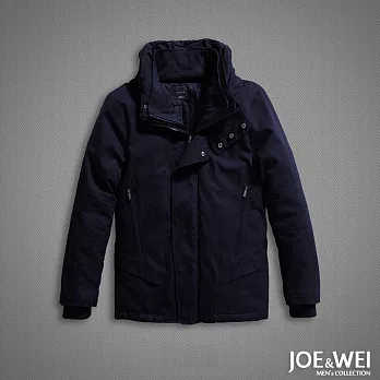 【JOE & WEI】假兩件雙層高領鋪棉外套(2色)-M-XL　M藍