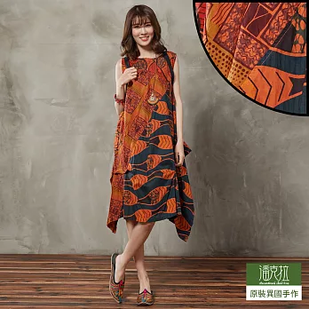 【潘克拉】非洲風拼布設計背心裙-F　FREE橘