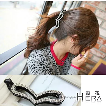 【Hera】赫拉 鏤空扁心形水鑽豎夾(黑色)