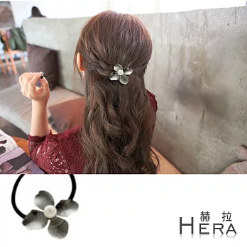 【Hera】赫拉 珍珠壓紋四葉草髮圈/髮束-3色(黑色)