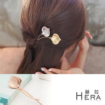 【Hera】赫拉 珍珠馬蹄蓮邊夾/髮夾/一字夾-2色(金色)