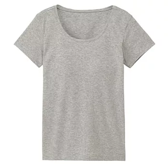 [MUJI無印良品]女棉混蠶絲有杯短袖T恤S灰色