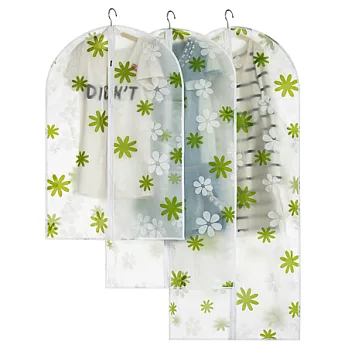 PEVA透明印花衣服防塵罩6入組綠色花