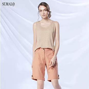 【ST.MALO】特選設計款亞麻短褲-1674WP-M栗子棕