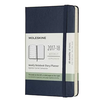 MOLESKINE 日程系列/2017-18年18M週記本/9*14/口袋型POCKET/藍