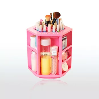 360度旋轉 化妝品瓶罐多功能收納架粉色