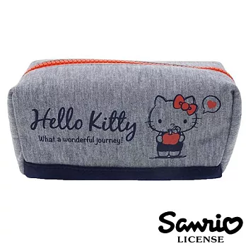 【日本進口正版】三麗鷗 Hello Kitty 棉質 收納包/化妝包/筆袋 Sanrio