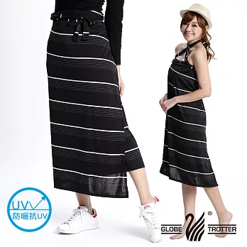 【遊遍天下】MIT涼感抗UV防曬吸排多功能一片裙(117)中大尺碼FREE黑條格