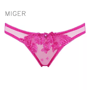 [MIGER密格內衣]艷麗蕾絲網紗性感中低腰三角內褲-台灣製-(編號：6650)桃紅色
