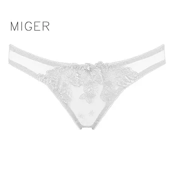 [MIGER密格內衣]艷麗蕾絲網紗性感中低腰三角內褲-台灣製-(編號：6650)白色