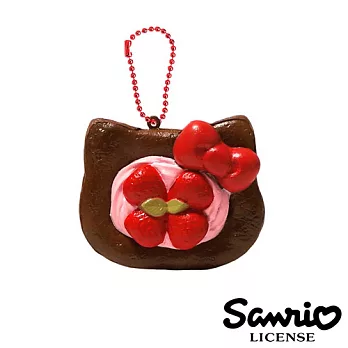 【日本進口正版】三麗鷗 Hello Kitty 草莓丹麥 捏捏樂 吊飾 -巧克力款