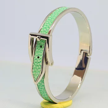 泰國珍珠魚紋鋼環‧皮帶扣造型青春粉嫩綠