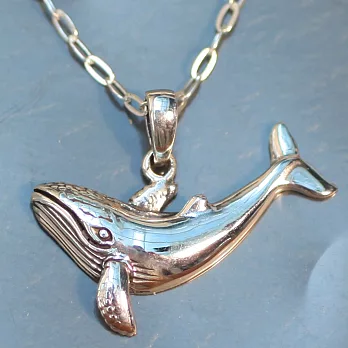 月色銀光925純銀墜子‧鯨魚(40mm)
