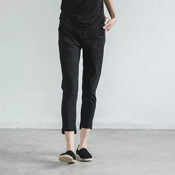 旅途原品_淺水 原創設計彈力修身棉質九分鉛筆褲-S/M/L/XL　S黑色