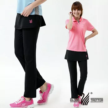 【遊遍天下】假兩件式台灣製抗UV彈性休閒運動瑜珈長褲(P127-1)L黑色