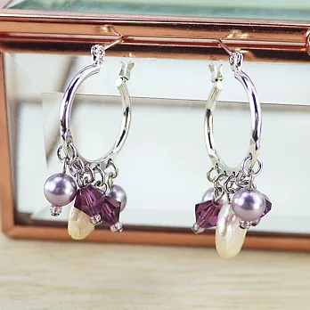 【PinkyPinky Boutique】美女 珍珠水鑽圈圈耳環(紫色)