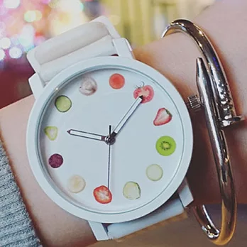 Watch-123 甜在心-創意水果刻度中學生軟妹手錶 (2色任選)白色