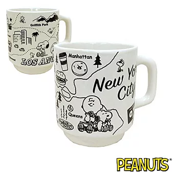 【日本進口正版】史努比 Snoopy 日本製 美國出遊系列 陶瓷馬克杯 300ML PEANUTS -紐約款