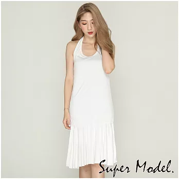 【名模衣櫃】繞頸綁帶連身洋裝-白色-9508-08(F可選)F白色