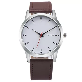 Watch-123 有感旅行-經典回憶品味顏色情侶手錶 (5色任選)褐帶白面