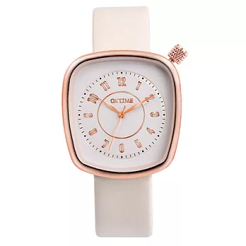 Watch-123 水漾青春-清雅脫俗纖巧方形美手錶 (5色任選)白色