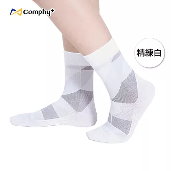 【Comphy+】幾何色塊三分襪-精煉白（F 號）抑菌除臭科技機能休閒襪