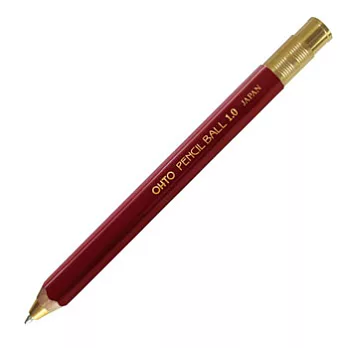 OHTO鉛筆造型按鍵式原子筆1.0深紅色筆桿