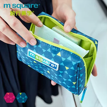 m square商旅系列Ⅱ貼身小物收納包-生理包藍色六角紋