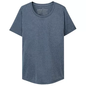 [MUJI無印良品]女吸汗速乾聚酯纖維短袖T恤XL深藍
