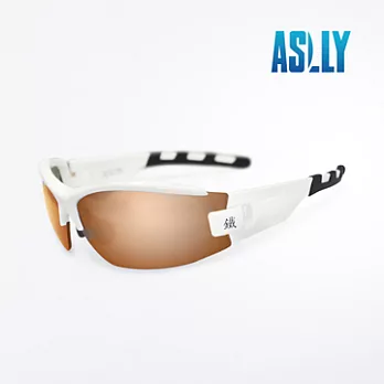 【ASLLY】勁白夜視運動眼鏡/車用眼鏡(白框棕片)