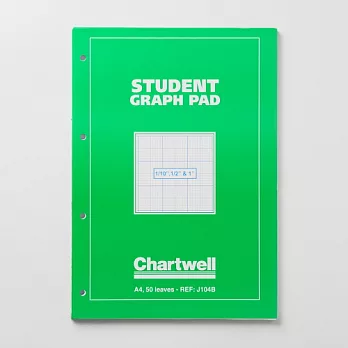 【Clairefontaine】Chartwell1/10, 1/2 & 1＂方格圖紙(A4)(50張)
