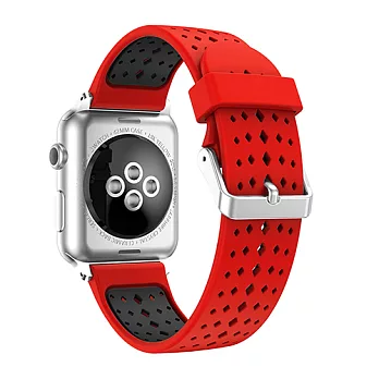 Apple Watch 運動錶帶 菱形刻紋紅色