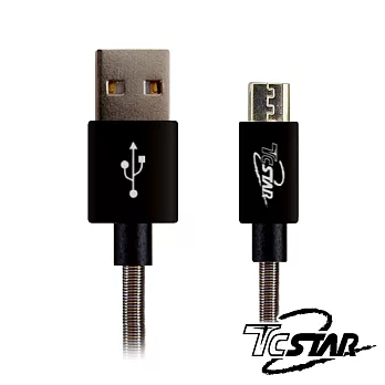 TCSTAR MicroUSB 彈簧PVC高速充電傳輸線/1.5M TCW-U5150BK