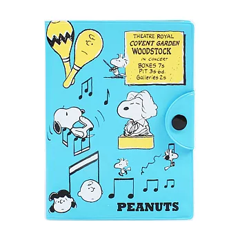 《Sanrio》SNOOPY幽默圖紋系列PVC多功能卡片收納夾(藍-音樂會)