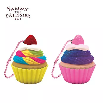 【日本進口正版】杯子蛋糕 捏捏樂吊飾 軟軟 squishy 捏捏 Sammy the Patissier -彩虹款