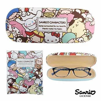 【日本進口正版】三麗鷗人物 硬殼 眼鏡盒 附擦拭布 Sanrio