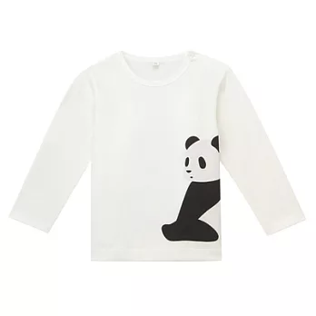 [MUJI無印良品]幼兒有機棉印花長袖T恤-80大貓熊