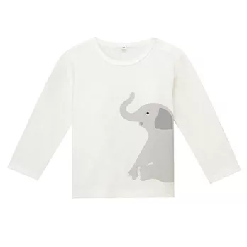 [MUJI無印良品]幼兒有機棉印花長袖T恤-80亞洲象